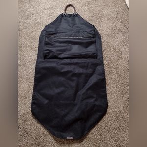 Talbot’s Black Canvas Fold Over Garment Bag Outside Pocket Travel Embroidery A10